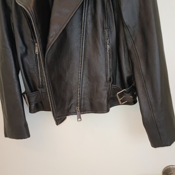 Ralph Lauren women's lamb genuine leather motorcycle jacket size L - Picture 9 of 11